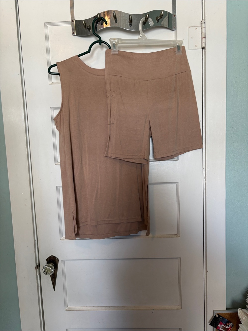 Pretty Garden Women's Knit Tank Top & Shorts Set in Beige Size M